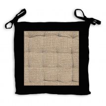 Galette de chaise avec empiècement en toile de jute - Noir - Jute - Home Maison