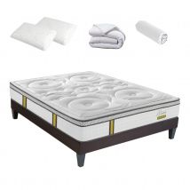 Pack Prêt à dormir avec matelas à ressorts ensachés - Blanc - 140x200 cm - Bois - Home Maison