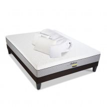 AMBOISE - Matelas mémoire de forme + sommier bois - ferme - Blanc - Mousse - Home Maison
