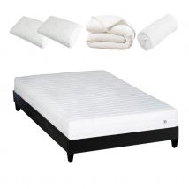 Pack prêt à dormir EGIO - sommier bois - Blanc - Latex - Home Maison