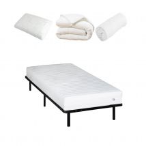 Pack prêt à dormir EGIO - sommier métal - Blanc - 90x200 cm - Latex - Home Maison