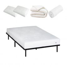 Pack prêt à dormir EGIO - sommier métal - Blanc - 180x200 cm - Latex - Home Maison