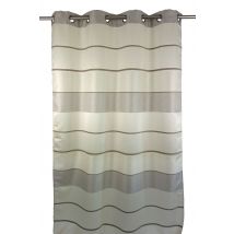 Rideau à Fines et Larges Rayures - Beige - Polyester - Home Maison