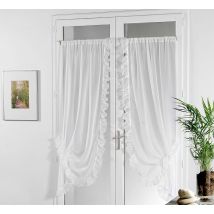 Voilage Bonne Femme en Tergal et Lin - Blanc - Lin - Home Maison