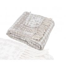 Plaid Jacquard en Laine Mélangée - Naturel - Laine - Home Maison