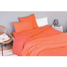 Drap housse en coton Lavé - Orange corail - Coton - Home Maison