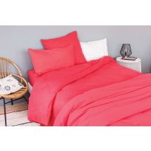 Housse Pour Edredon en Coton Lavé - Rouge - Coton - Home Maison