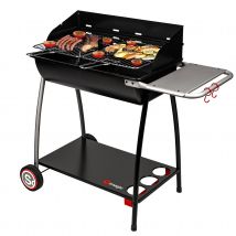 Barbecue en forme de demi-tonneau - Noir - Métal - Home Maison