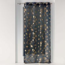 Voilage imprimé métallisé - Bleu Marine - Polyester - Home Maison
