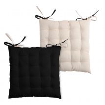 Galette de chaise bicolore à nouette - Noir - 40x40 cm - Coton - Home Maison