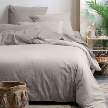 Housse de couette unie en coton bio - Beige - Coton - Home Maison