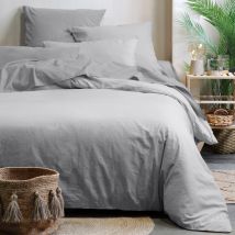 Drap housse uni en coton bio - Gris Perle - Coton - Home Maison