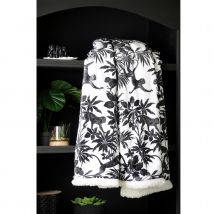 Plaid imprimé jungle en nb - Noir - Polyester - Home Maison
