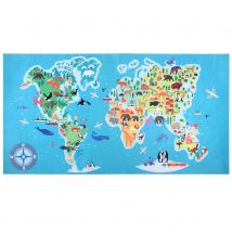 Tapis de sol imprimé carte du monde - Multicolore - Plastique - Home Maison