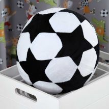 Coussin ballon de foot - Noir - Polyester - Home Maison