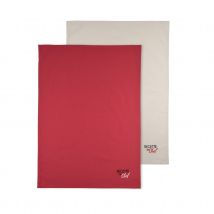 Duo de torchons brodés - Rouge - 50x70 cm - Coton - Home Maison