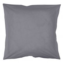 Taie d'oreiller unie en coton bio - Ardoise - Coton - Home Maison