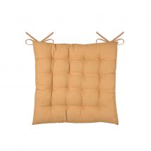 Galette de chaise unie et classique - Jaune moutarde - 38x38 cm - Coton - Home Maison