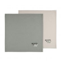 Duo de serviettes de tables bicolores - Kaki - Coton - Home Maison