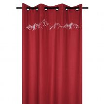 Rideau d'ameublement brodé montagne - Rouge - Polyester/Laine - Home Maison