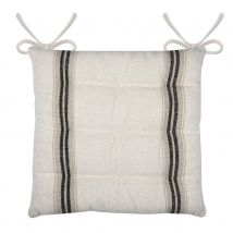 Galette de chaise - - Effet tapissier d'antan - Noir - 40x40 cm - Coton - Home Maison