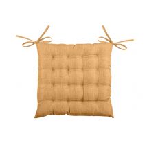 Galette de chaise unie en 16 points - Jaune Ocre - Polyester - Home Maison