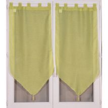 Paire de petits voilages anis en pointe avec pompon - Vert clair - 2x60x160 cm - Polyester - Home Maison