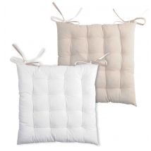 Galette de chaise bicolore - Ecru - Coton - Home Maison