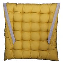 Galette de Chaise épaisse et matelassée VALAYANS - Jaune moutarde - Coton - Home Maison