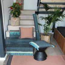 Tapis déco raipur - Turquoise - Coton - Home Maison