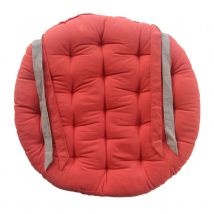 Galette de chaise ronde matelassée VALAYANS - Orange corail - Coton - Home Maison