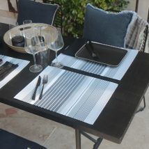 Set de table plastifié et rayé - Gris clair - Polyester/Plastique - Home Maison