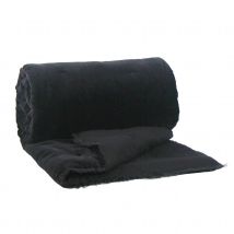 Edredon à franges en velours uni - Noir - Polyester/Velours - Home Maison