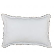 Coussin rectangulaire à franges - Blanc - Coton - Home Maison