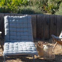 Matelas bain de soleil matelassé et bicolore - Gris clair - Coton - Home Maison