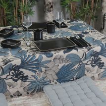 Nappe rectangulaire en coton enduit - Bleu - Coton - Home Maison