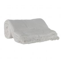 Plaid à franges en gaze de coton - Blanc - 130x170 cm - Gaze de coton/Coton - Home Maison