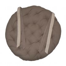 Galette de chaise ronde matelassée VALAYANS - Taupe - Coton - Home Maison