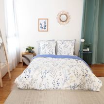 Parure de lit en satin de coton esprit printanier - Blanc - Coton - Home Maison