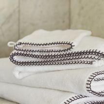 Gant de toilette en bouclette de coton - Blanc - 16x22 cm - Coton - Home Maison