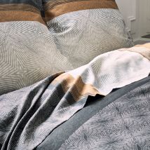 Drap plat au style graphique et masculin - Noir - Coton - Home Maison