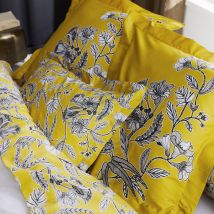 Taie d'oreiller en satin Botanic - Jaune soleil - Coton - Home Maison