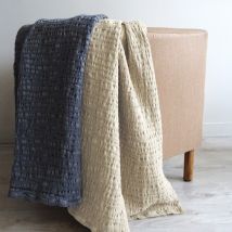 Plaid uni en 100% coton - Ficelle - Coton - Home Maison