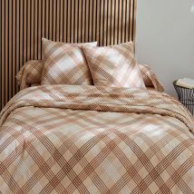 Parure de couette en flanelle au look graphique - Beige foncé - 260x240 cm - Flanelle/Coton - Home Maison