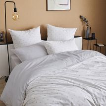 Parure de couette en percale de coton au style géométrique - Gris - Percale de coton - Home Maison