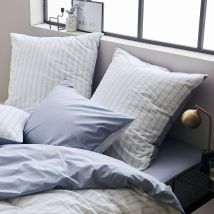 Taie d'oreiller en percale de coton à rayures - Bleu - Percale de coton - Home Maison