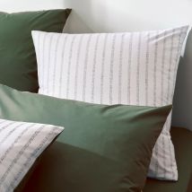 Taie d'oreiller en percale de coton à rayures - Vert Olive - Percale de coton - Home Maison