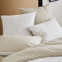 Taie d'oreiller en percale de coton à rayures - Beige - Percale de coton - Home Maison