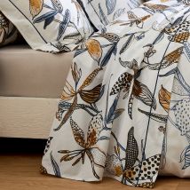 Drap plat aux fleurs exubérantes - Blanc - Coton - Home Maison