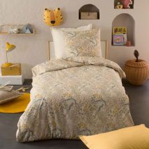 Housse de couette enfant au style végétal - Ecru - Coton - Home Maison